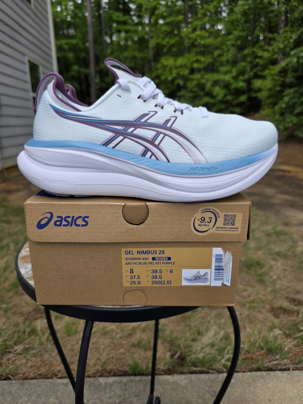 Asics Gel Nimbus 28 1012B899 Arctic Blue Running Shoes Women Size 8 Worn 1x Box